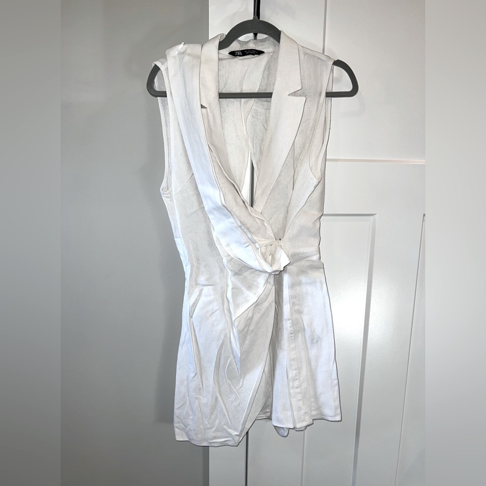 Zara White Sleeveless Jumpsuit